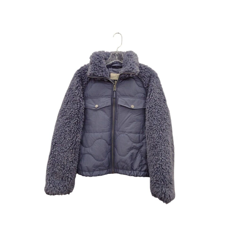 Universal Thread Women's Fluffy Sleeve Quilted Jacket Purple X-Large